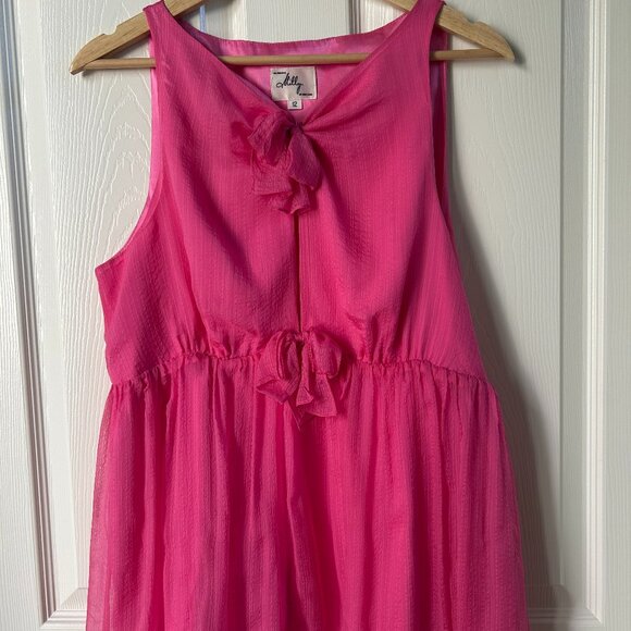 Milly Top Silk Chiffon Pink Bow Keyhole Blouse SZ12 Retro Paris Hilton Glam NWT - Picture 6 of 13